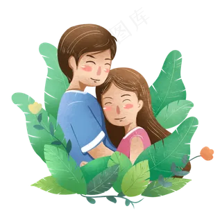 七夕节情侣互相拥抱