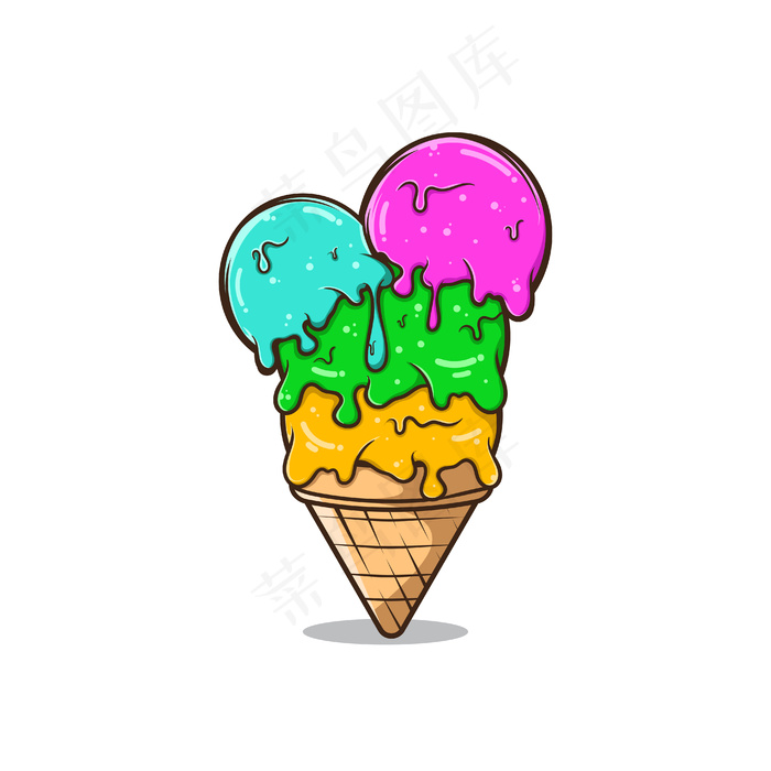 彩色圆锥形冰淇淋插图