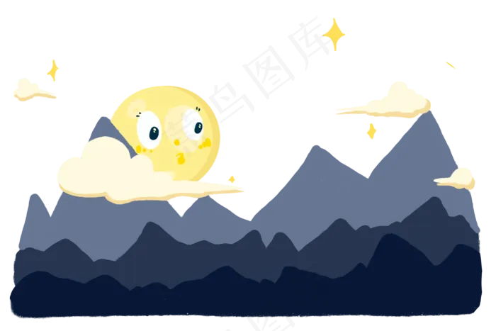 中秋节八月十五小清新山中祥云满(3000X2000(DPI:300))psd模版下载