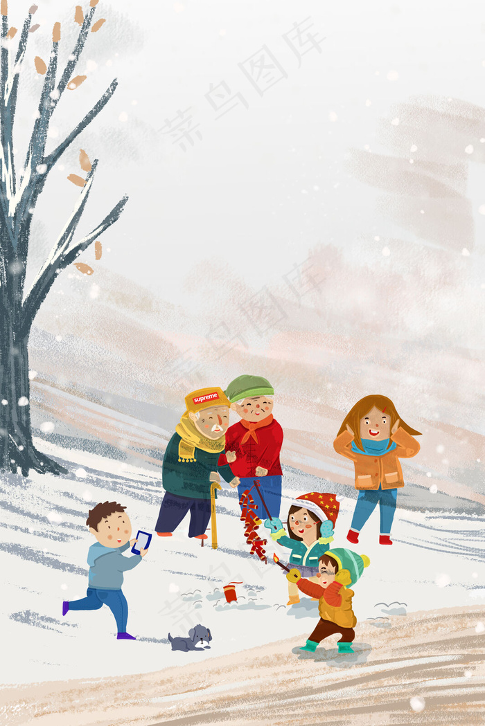 新年户外一家人玩耍出行背景