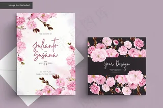 樱花水彩婚礼卡