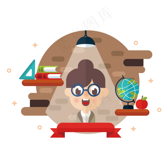 卡通老师矢量素材(550X550)eps,ai矢量模版下载