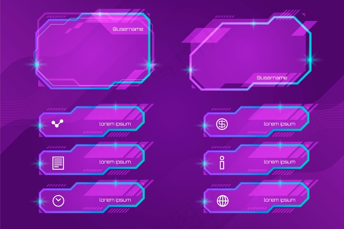 Twitch流面板集合eps,ai矢量模版下载