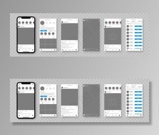 社会网络模型样机。社交媒体应用程序app的智能手机模板。社交网络接口应用程序。