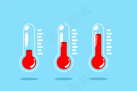 温度图标设置。蓝色背景上的温度计图示。