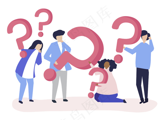 一群拿着问号图标的人eps,ai矢量模版下载