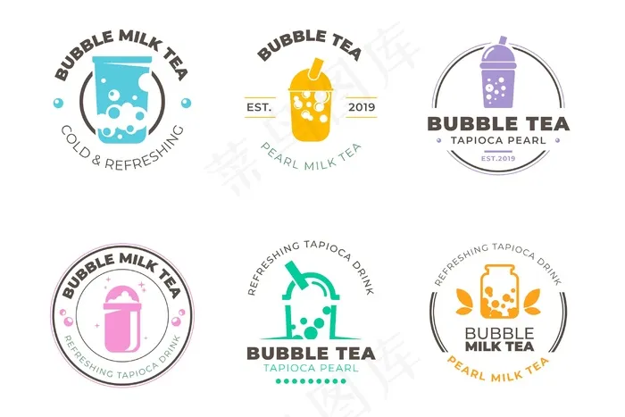 标志系列风格泡茶eps,ai矢量模版下载