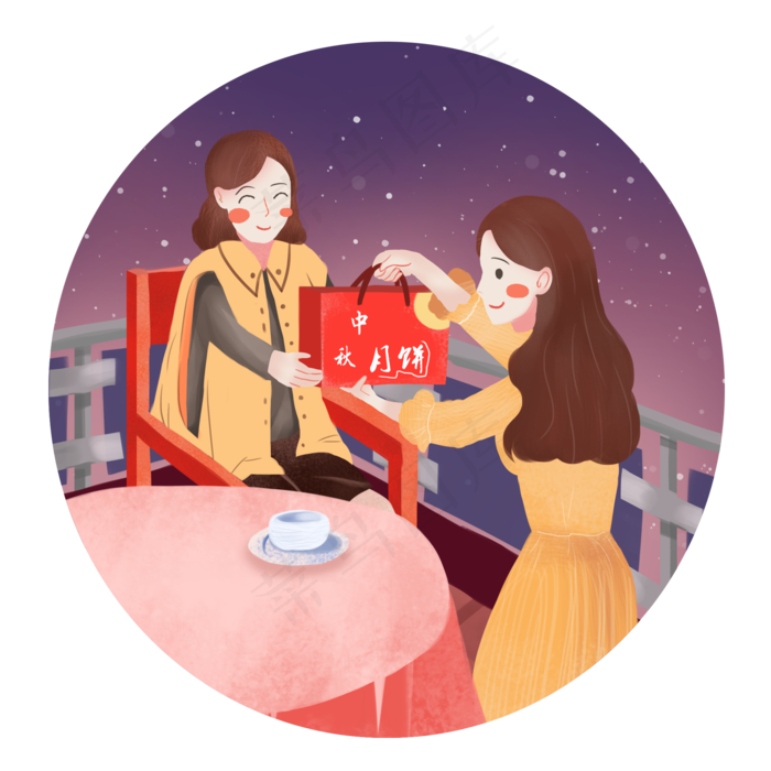 中秋节亲人团圆送礼素材(2000X2000(DPI:300))psd模版下载