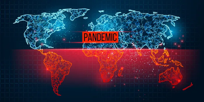 新型冠状病毒，在蓝色背景下由国家传播。世界。