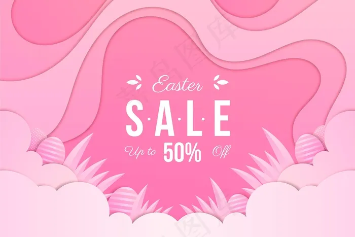 彩色彩纸复活节销售插画eps,ai矢量模版下载