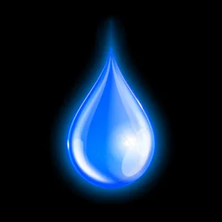 深色背景上的蓝色闪亮水滴。插图