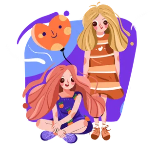 儿童节一站一坐的两个小女孩