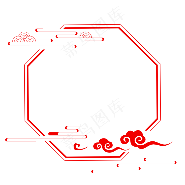 中式八边形祥云边框(3000X3000(DPI:300))psd模版下载