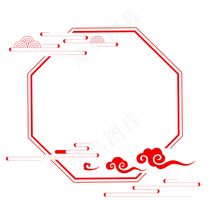 中式八边形祥云边框(3000X3000(DPI:300))psd模版下载