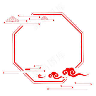 中式八边形祥云边框