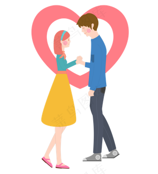 七夕情侣牛郎织女手绘矢量免扣