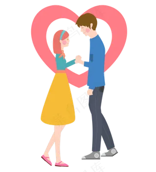 七夕情侣牛郎织女手绘矢量免扣