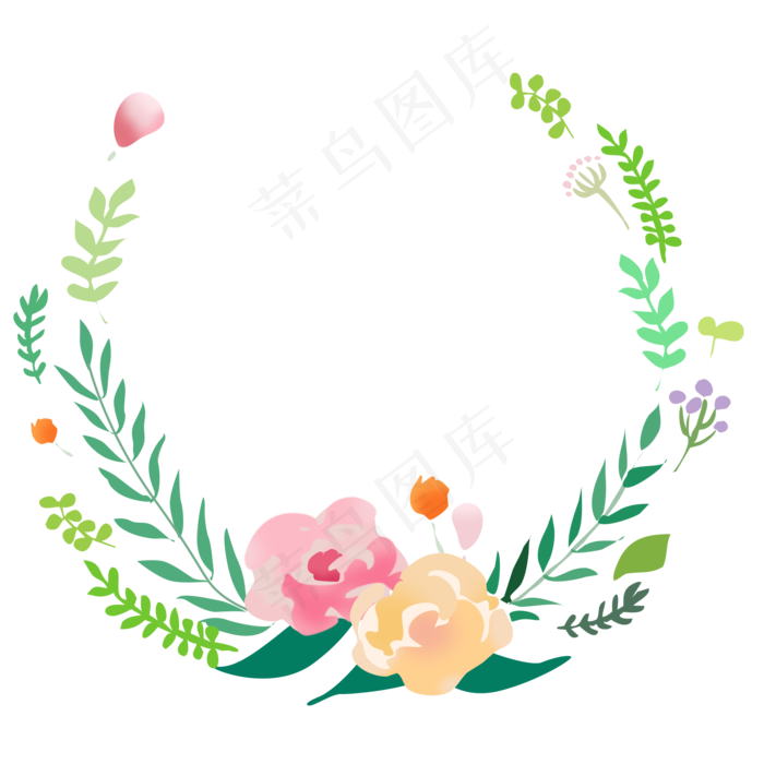 七夕花草植物树藤装饰边框