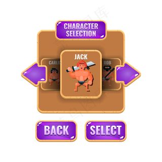 游戏界面人物选择木制果冻弹出