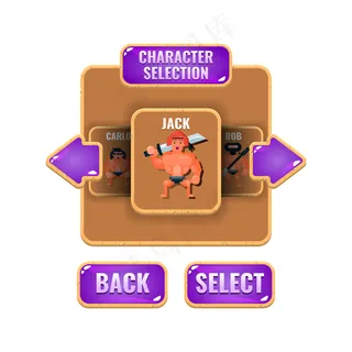 游戏界面人物选择木制果冻弹出