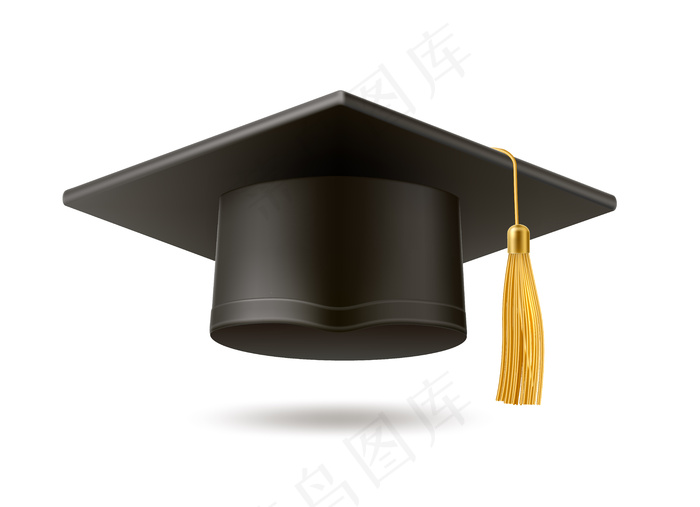 带金色流苏的逼真灰泥板帽子。大学毕业黑帽子。学历教育标志，高中本科毕业。
