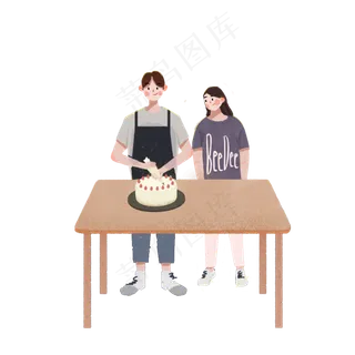 七夕节情侣一起做蛋糕