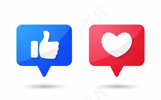 移情表情反应的拇指向上和心脏图标