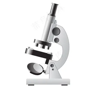 孤立在白色背景上的白色显微镜。 孤立在白色背景上的白色显微镜。