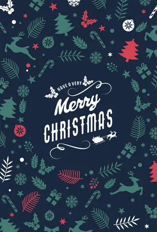 圣诞快乐的背景与刻字设计。圣诞元素贺卡