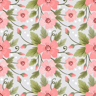 彩色花朵织物壁纸的无缝图案。