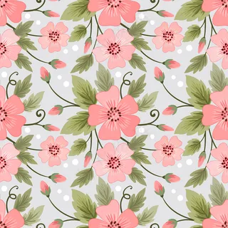 彩色花朵织物壁纸的无缝图案。