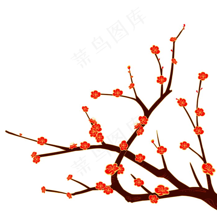 红色国潮梅花(3000X3000(DPI:300))psd模版下载