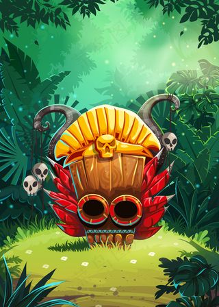 丛林萨满移动游戏用户界面窗口屏幕。矢量图