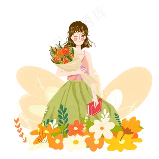 教师节鲜花女老师png素材