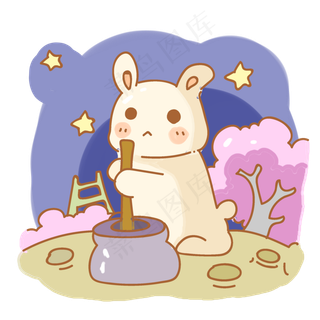 中秋节捣药小玉兔
