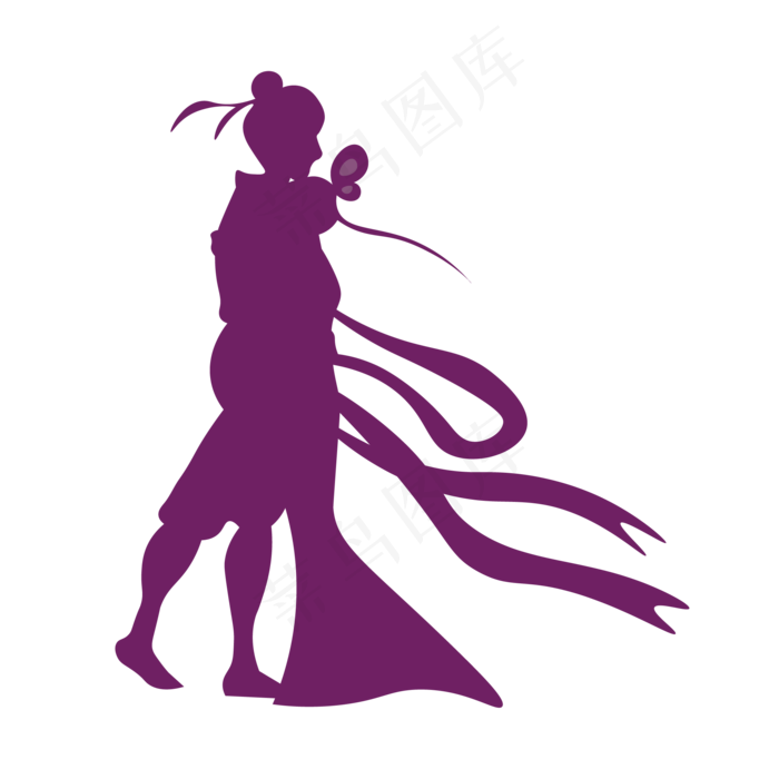 紫色的卡通牛郎织女免抠图