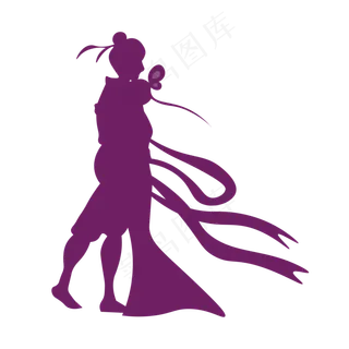 紫色的卡通牛郎织女免抠图