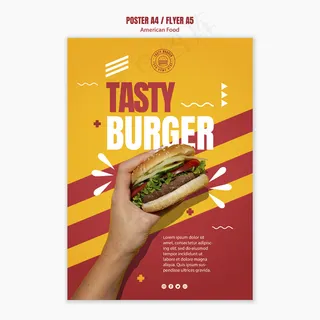 美味芝士汉堡美国食品海报模板
