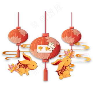 传统中秋节剪纸灯笼装饰