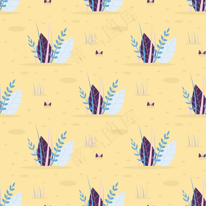 抽象叶草矢量无缝平面图案