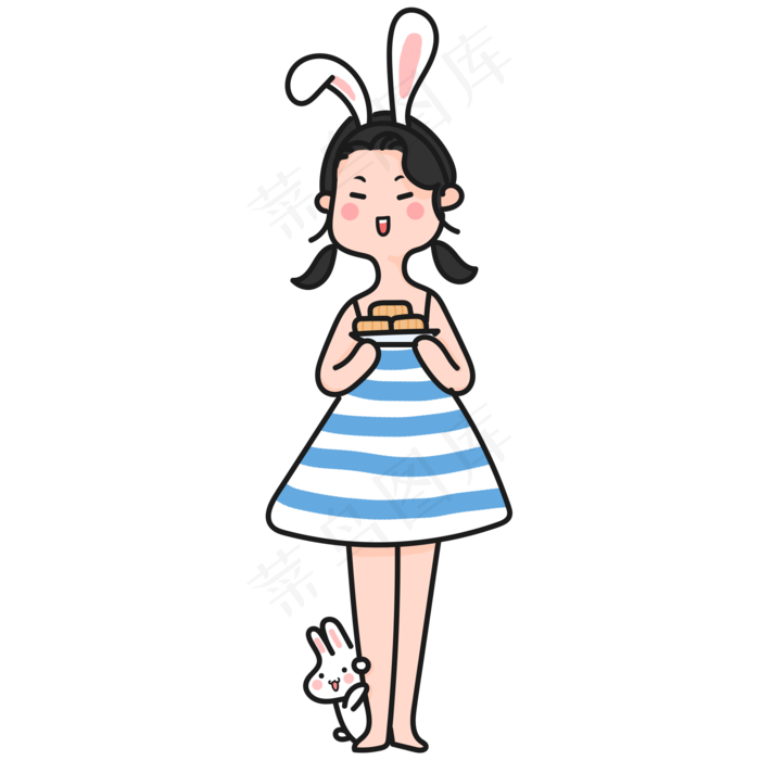 中秋节兔女郎月饼兔子