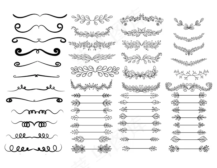 大型各种装饰性花卉隔断套设计eps,ai矢量模版下载
