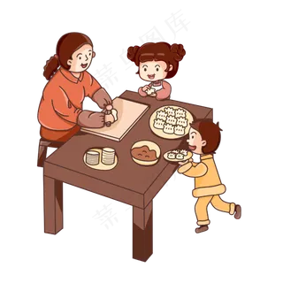 立冬二十四节气中国传统妈妈小孩