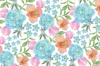 水彩花背景蓝玫瑰