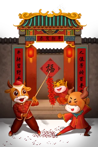 2021年春节中国风牛年