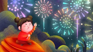 新年福娃女孩灯笼糖葫芦