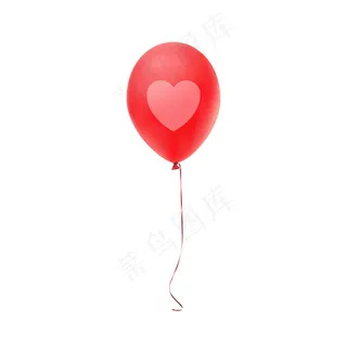带有心形图案的红色气球，在白色背景上隔离。