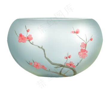 古风梅花砚台手绘