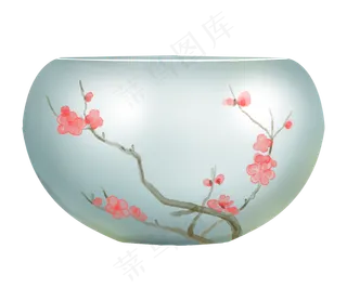 古风梅花砚台手绘