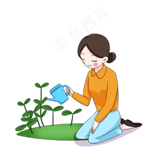 教师节主题老师浇花人物卡通图